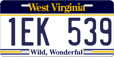 WV license plate 1EK539
