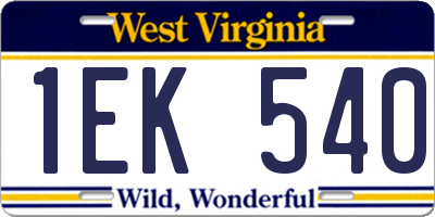 WV license plate 1EK540
