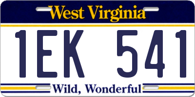 WV license plate 1EK541