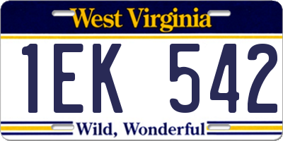 WV license plate 1EK542