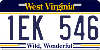 WV license plate 1EK546