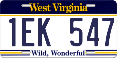 WV license plate 1EK547