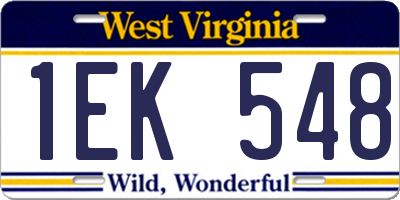 WV license plate 1EK548