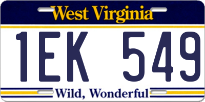 WV license plate 1EK549