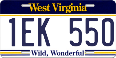 WV license plate 1EK550