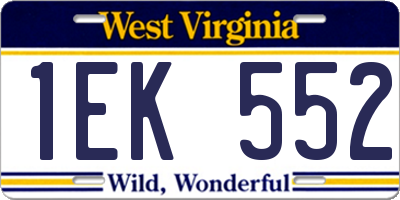 WV license plate 1EK552