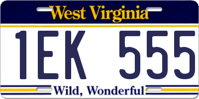 WV license plate 1EK555