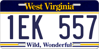 WV license plate 1EK557