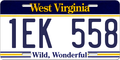 WV license plate 1EK558