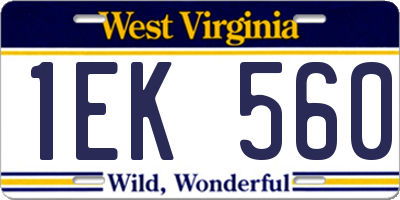 WV license plate 1EK560
