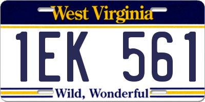WV license plate 1EK561