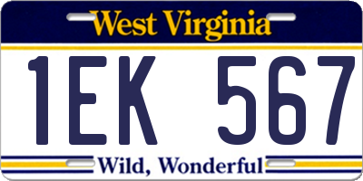 WV license plate 1EK567