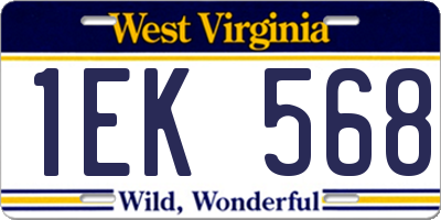 WV license plate 1EK568