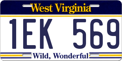 WV license plate 1EK569