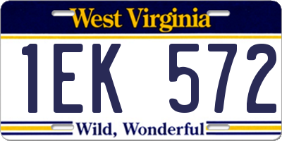 WV license plate 1EK572