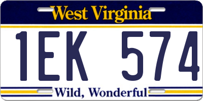 WV license plate 1EK574