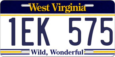 WV license plate 1EK575