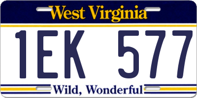 WV license plate 1EK577