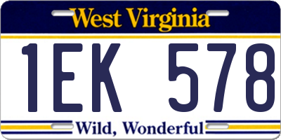 WV license plate 1EK578