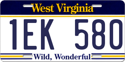 WV license plate 1EK580