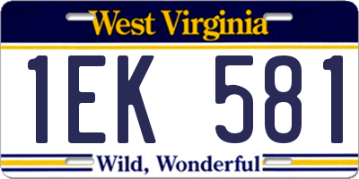 WV license plate 1EK581