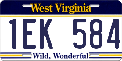 WV license plate 1EK584