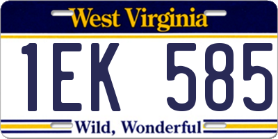 WV license plate 1EK585