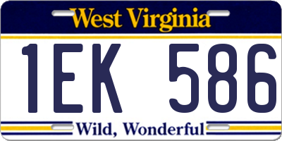 WV license plate 1EK586