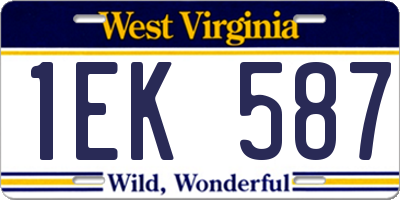 WV license plate 1EK587