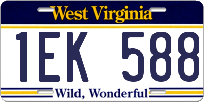 WV license plate 1EK588