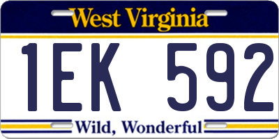 WV license plate 1EK592