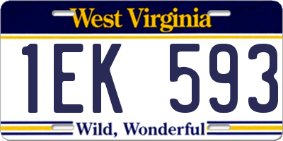 WV license plate 1EK593