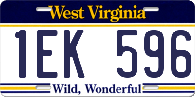 WV license plate 1EK596
