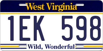 WV license plate 1EK598