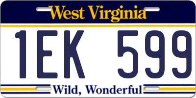 WV license plate 1EK599