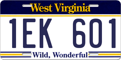 WV license plate 1EK601
