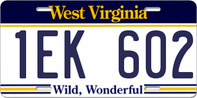 WV license plate 1EK602