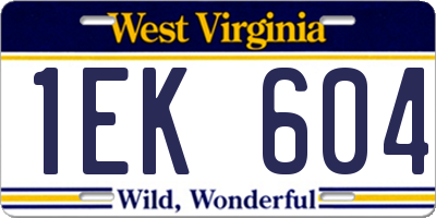 WV license plate 1EK604