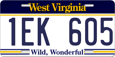 WV license plate 1EK605