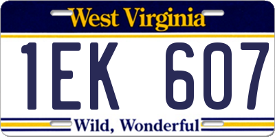 WV license plate 1EK607