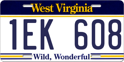 WV license plate 1EK608