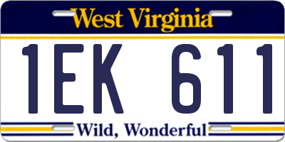 WV license plate 1EK611