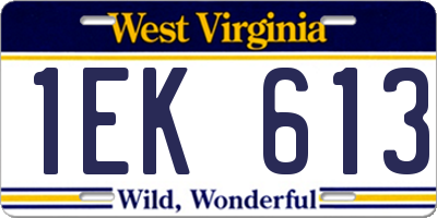 WV license plate 1EK613