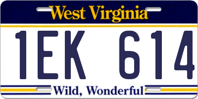 WV license plate 1EK614