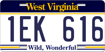 WV license plate 1EK616