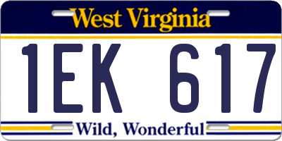 WV license plate 1EK617
