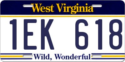 WV license plate 1EK618