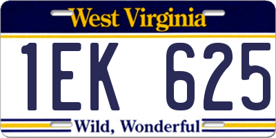 WV license plate 1EK625