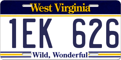 WV license plate 1EK626