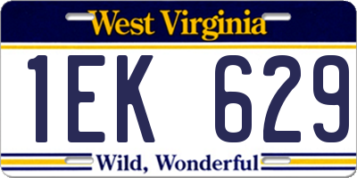 WV license plate 1EK629